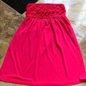 OP strapless ruffle top sundress/ strawberry taffy
